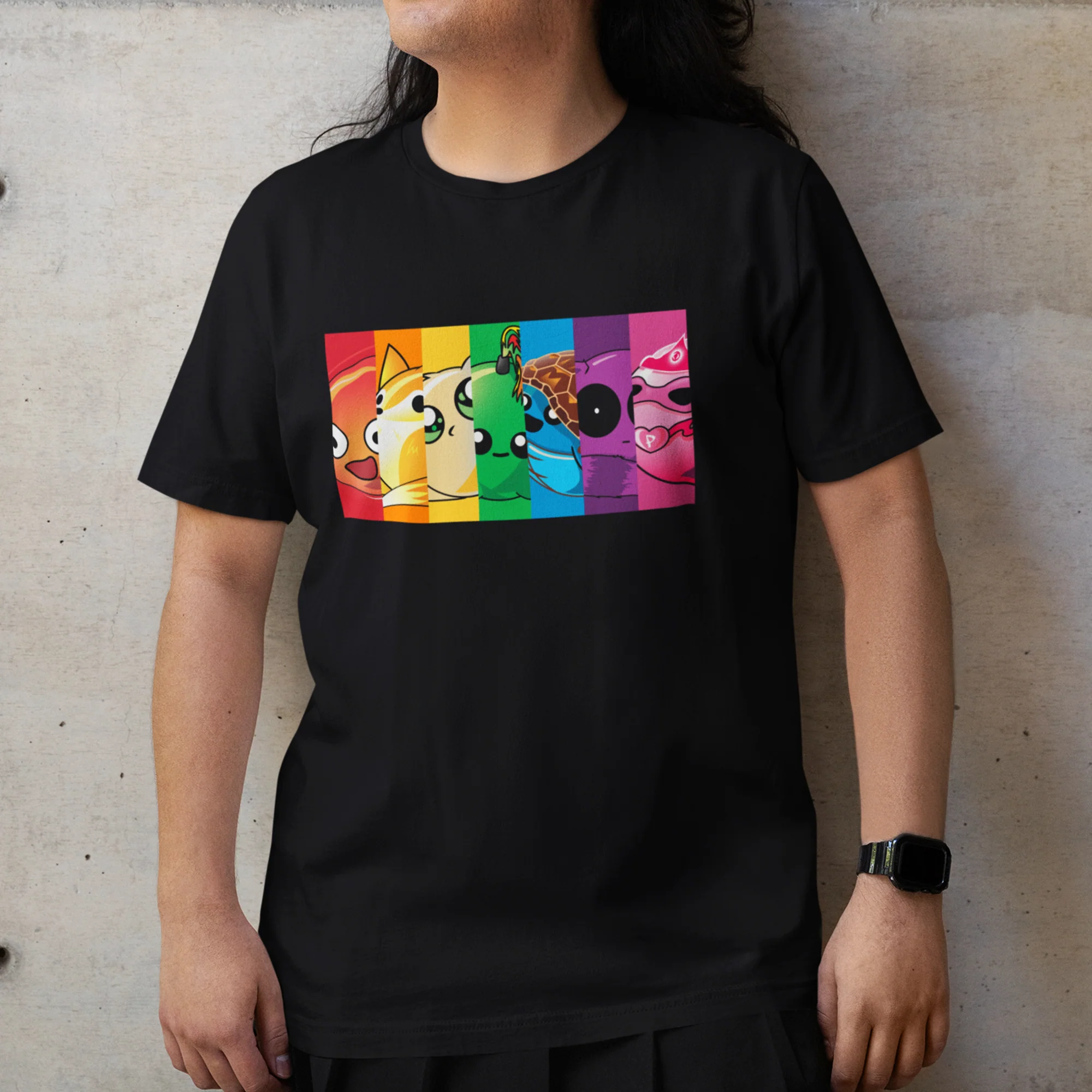Rainbow Character Block Adult Unisex Tee - Image 2